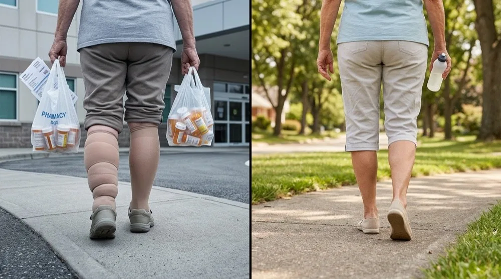 Older adults enjoying an active walk outdoors